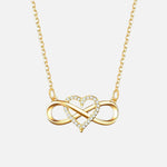 Gold Infinite Love Necklace with heart and infinity symbol, perfect gift for birthdays and Valentine's Day.