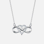 Silver Infinite Love Necklace with heart and infinity symbol, featuring 5A Zirconia gems, ideal girlfriend gift for any occasion.