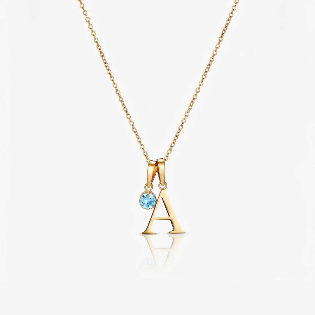 Initial Birthstone Necklace