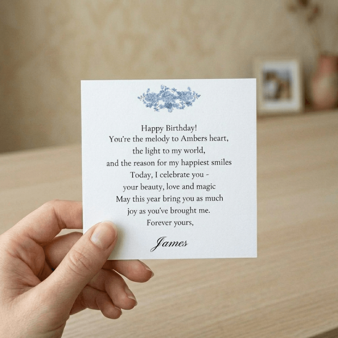 Personal Message card featuring a custom birthday message celebrating beauty, love, and magic.