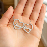 Two Hearts Necklace in Silver with personalized engraving for love and bond.
